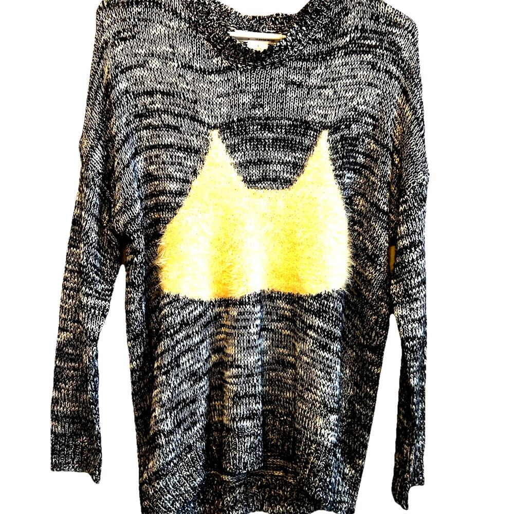 Y2K Cat Knit Sweater Fuzzy Cat Lady Ears Boho Oversize Grunge Goth Halloween S/M